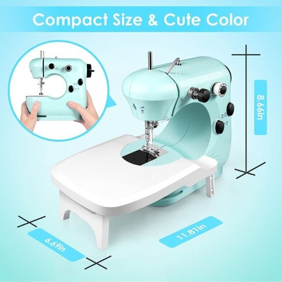 Mini Sewing Machine for Beginner Dual Speed, Space Saver, Portable -Green Aqua - Picture 11 of 13